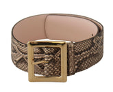 Dolce & Gabbana Beige Exotic Leather Wide Gold Metal Buckle Belt -   -  Dolce & Gabbana.